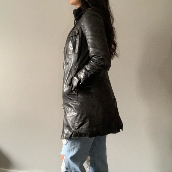 🌟HOST PICK🌟Danier Woman’s Genuine  Black Leather Jacket Full Zip Size 3XS - Picture 5 of 11